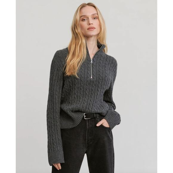 Jenni Kayne Sweaters - Jenni Kayne Cable Nell Half Zip Sweater Cashmere Wool
